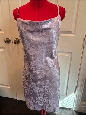 Lavender Floral Satin Slip Dress